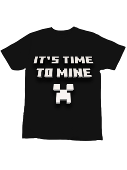 Koszulka Koszulka Dziecięca Time To Mine Czarna - Śmieszne T-Shirty z Nadrukami ?