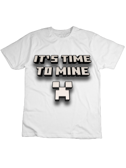 Koszulka Koszulka Dziecięca Time To Mine Biała - Śmieszne T-Shirty z Nadrukami ?