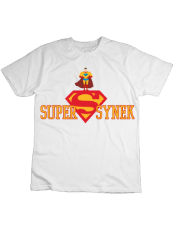 Koszulka Koszulka Dziecięca Super Synek Biała - Śmieszne T-Shirty z Nadrukami ?