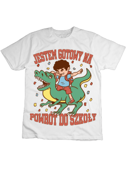 Koszulka Koszulka Dziecięca Gotowy Na Powrót Do Szkoły Biała - Śmieszne T-Shirty z Nadrukami ?