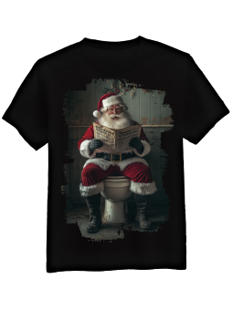 Koszulka Koszulka Męska Mikołaj Na WC Czarna - Śmieszne T-Shirty z Nadrukami ?