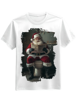 Koszulka Koszulka Męska Mikołaj Na WC Biała - Śmieszne T-Shirty z Nadrukami ?