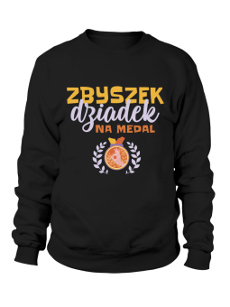 Bluza Męska Dziadek Na Medal [WYBIERZ IMIĘ] Czarna - Śmieszne T-Shirty z Nadrukami ?
