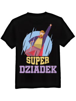 Koszulka Koszulka Męska Super Dziadek Ilustracja Czarna - Prezent na Dzień Dziadka ?