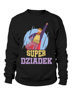 Bluza Męska Super Dziadek Ilustracja Czarna - Śmieszne T-Shirty z Nadrukami ?
