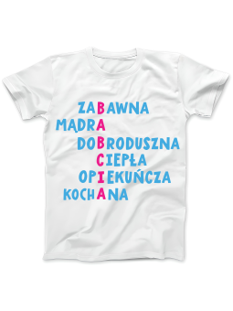 Koszulka Koszulka Damska Babcia Krzyżówka Biała - Prezent na Dzień Babci ?