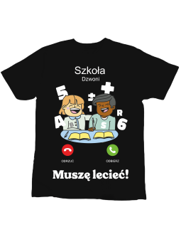 Koszulka Koszulka Dziecięca Szkoła Dzwoni Czarna - Śmieszne T-Shirty z Nadrukami ?