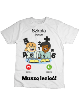 Koszulka Koszulka Dziecięca Szkoła Dzwoni Biała - Śmieszne T-Shirty z Nadrukami ?