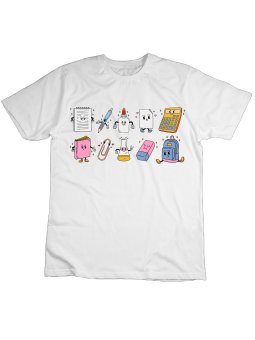 Koszulka Koszulka Dziecięca Przybory Szkolne Biała - Śmieszne T-Shirty z Nadrukami ?