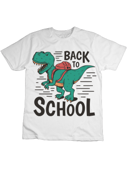 Koszulka Koszulka Dziecięca Dinozaur Back To School Biała - Śmieszne T-Shirty z Nadrukami ?