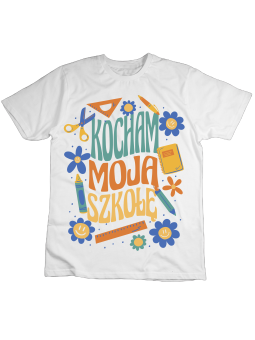 Koszulka Koszulka Dziecięca Kocham Moją Szkołę Biała - Śmieszne T-Shirty z Nadrukami ?