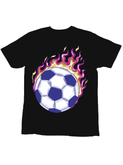 Koszulka Koszulka Dziecięca Piłka w Ogniu Czarna - Śmieszne T-Shirty z Nadrukami ?