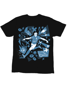 Koszulka Koszulka Dziecięca Piłkarz Halftone Czarna - Śmieszne T-Shirty z Nadrukami ?