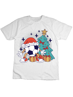 Koszulka Koszulka Dziecięca Choinka i Piłka Nożna Biała - Śmieszne T-Shirty z Nadrukami ?