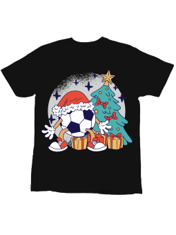 Koszulka Koszulka Dziecięca Choinka i Piłka Nożna Czarna - Śmieszne T-Shirty z Nadrukami ?
