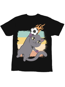 Koszulka Koszulka Dziecięca Kot Bramkarz Czarna - Śmieszne T-Shirty z Nadrukami ?