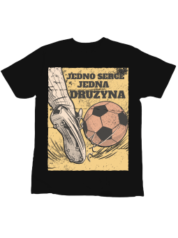 Koszulka Koszulka Dziecięca Jedno Serce Jedna Drużyna Czarna - Śmieszne T-Shirty z Nadrukami ?