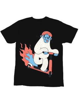 Koszulka Koszulka Dziecięca Yeti Na Hulajnodze Czarna - Śmieszne T-Shirty z Nadrukami ?