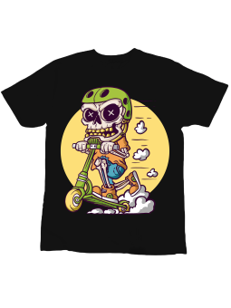 Koszulka Koszulka Dziecięca Szkielet Na Hulajnodze Czarna - Śmieszne T-Shirty z Nadrukami ?