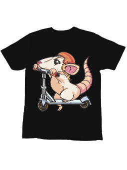 Koszulka Koszulka Dziecięca Szczur Na Hulajnodze Czarna - Śmieszne T-Shirty z Nadrukami ?