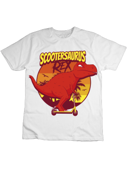 Koszulka Koszulka Dziecięca Scooterosaurus Biała - Śmieszne T-Shirty z Nadrukami ?
