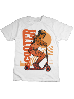 Koszulka Koszulka Dziecięca Scooter Hulajnoga Biała - Śmieszne T-Shirty z Nadrukami ?