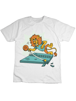 Koszulka Koszulka Dziecięca Lew Tenis Stołowy Biała - Śmieszne T-Shirty z Nadrukami ?