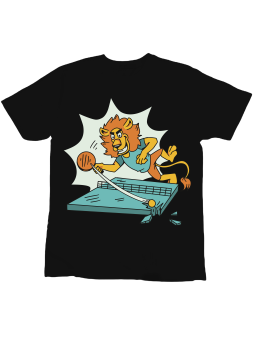 Koszulka Koszulka Dziecięca Lew Tenis Stołowy Czarna - Śmieszne T-Shirty z Nadrukami ?