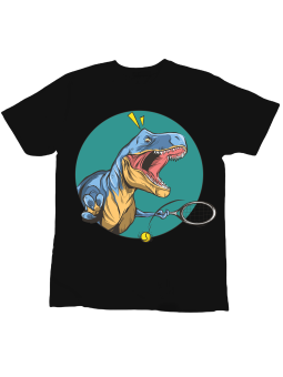 Koszulka Koszulka Dziecięca Dinozaur Tenis Czarna - Śmieszne T-Shirty z Nadrukami ?