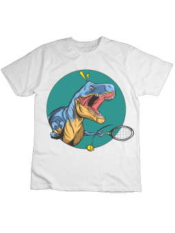 Koszulka Koszulka Dziecięca Dinozaur Tenis Biała - Śmieszne T-Shirty z Nadrukami ?
