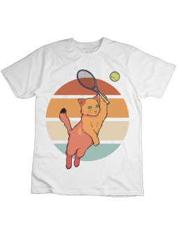 Koszulka Koszulka Dziecięca Kot Tenisista Biała - Śmieszne T-Shirty z Nadrukami ?