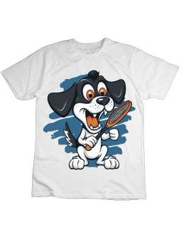 Koszulka Koszulka Dziecięca Pies Tenisista Biała - Śmieszne T-Shirty z Nadrukami ?