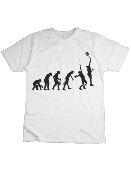 Koszulka Koszulka Dziecięca Ewolucja Tenisa Biała - Śmieszne T-Shirty z Nadrukami ?