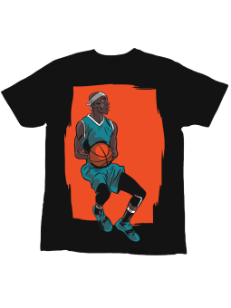 Koszulka Koszulka Dziecięca Czarnoskóry Koszykarz Czarna - Śmieszne T-Shirty z Nadrukami ?