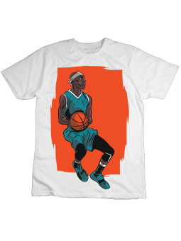 Koszulka Koszulka Dziecięca Czarnoskóry Koszykarz Biała - Śmieszne T-Shirty z Nadrukami ?