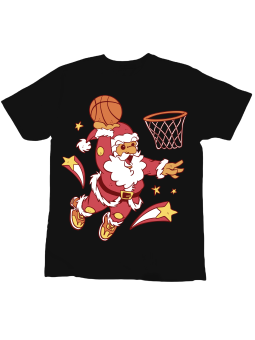 Koszulka Koszulka Dziecięca Mikołaj Koszykarz Czarna - Śmieszne T-Shirty z Nadrukami ?