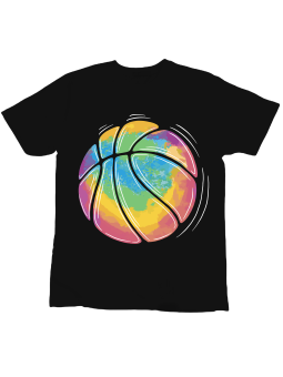 Koszulka Koszulka Dziecięca Tęczowa Piłka Do Kosza Czarna - Śmieszne T-Shirty z Nadrukami ?