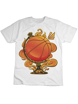 Koszulka Koszulka Dziecięca Piłka Do Kosza Globus Biała - Śmieszne T-Shirty z Nadrukami ?