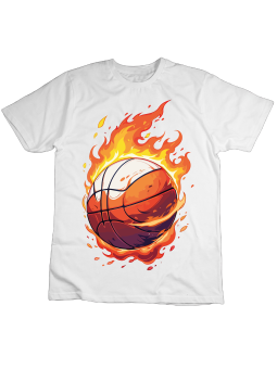 Koszulka Koszulka Dziecięca Piłka Kosz w Ogniu Biała - Śmieszne T-Shirty z Nadrukami ?