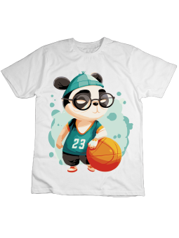 Koszulka Koszulka Dziecięca Panda Koszykarz Akwarela Biała - Śmieszne T-Shirty z Nadrukami ?