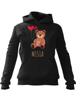 Bluza Damska z kapturem Misia z Sercem - Śmieszne gadżety z Nadrukami ?