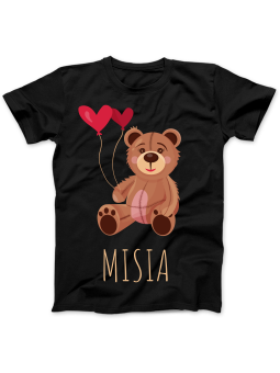 Koszulka Koszulka Damska Misia z Sercem Czarna - Prezent na Dzień Babci ?