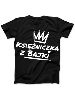 Koszulka Koszulka Damska Księżniczka z Bajki Czarna - Prezent na Dzień Babci ?