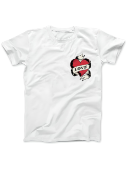 Koszulka Koszulka Damska Love Serce Nadruk Na Piersi Biała - Prezent na Dzień Babci ?