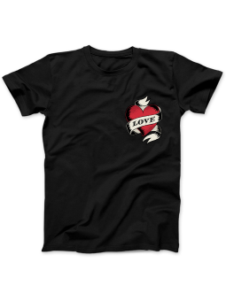 Koszulka Koszulka Damska Love Serce Nadruk Na Piersi Czarna - Prezent na Dzień Babci ?