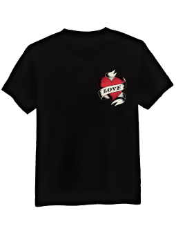 Koszulka Koszulka Męska Love Serce Nadruk Na Piersi Czarna - Prezent na Dzień Dziadka ?