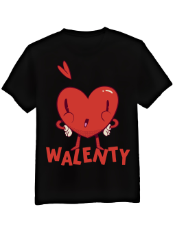 Koszulka Koszulka Męska Walenty Serce Czarna - Prezent na Dzień Dziadka ?