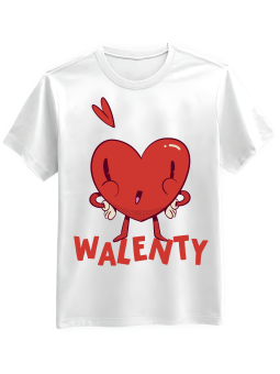 Koszulka Koszulka Męska Walenty Serce Biała - Prezent na Dzień Dziadka ?