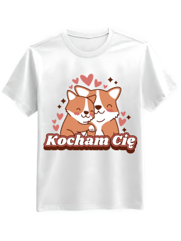 Koszulka Koszulka Męska Corgi Kocham Cię Biała - Prezent na Dzień Dziadka ?