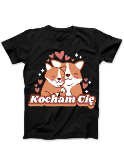 Koszulka Koszulka Damska Corgi Kocham Cię Czarna - Prezent na Dzień Babci ?